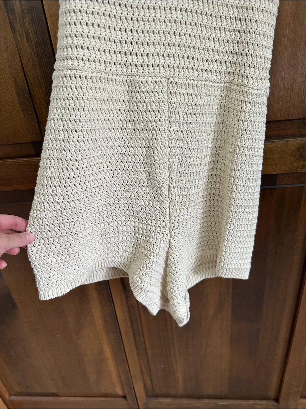 Free People Crochet Knit Romper - Cream Sleeveless V-Neck
